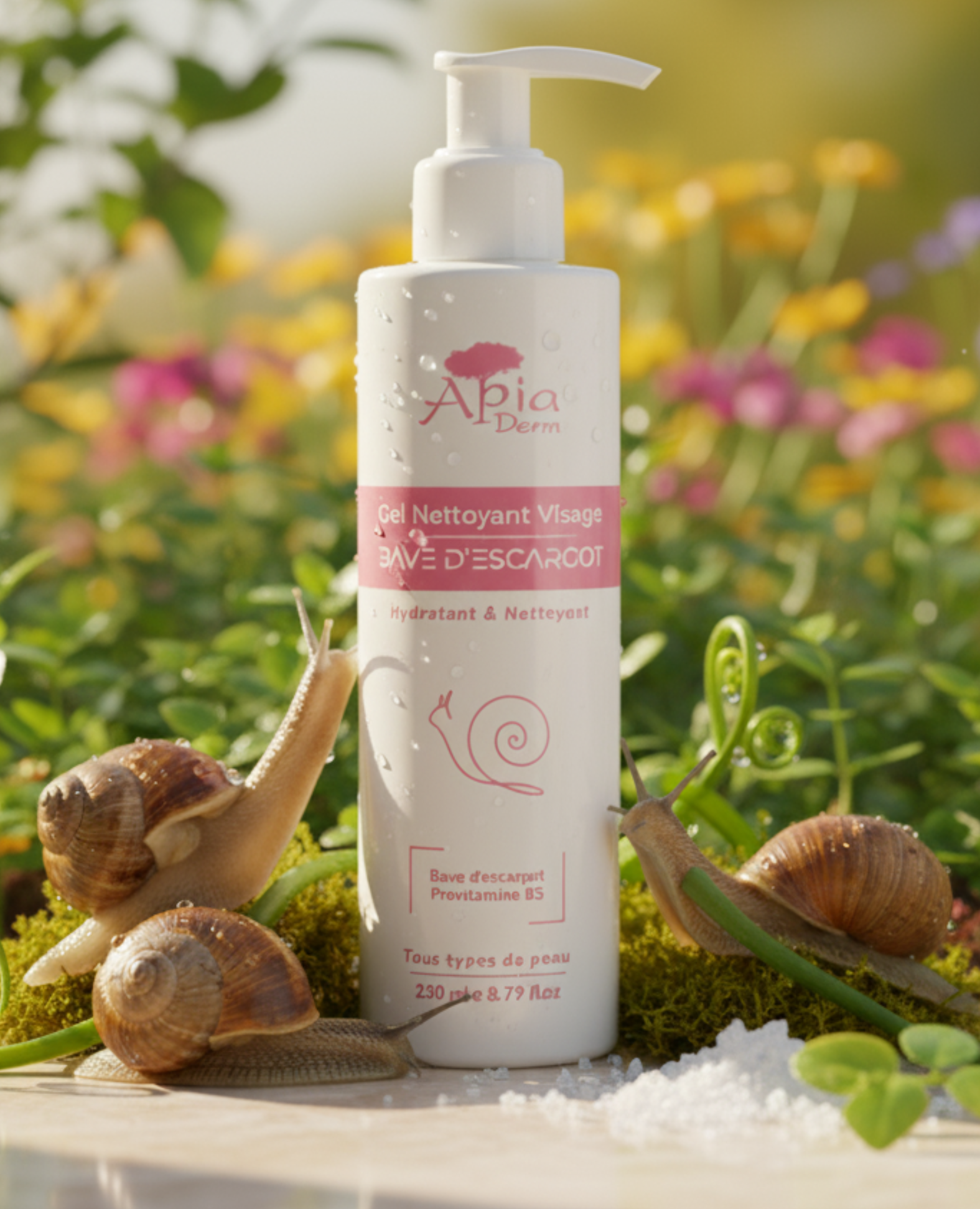 Gel nettoyant à la bave d'escargot